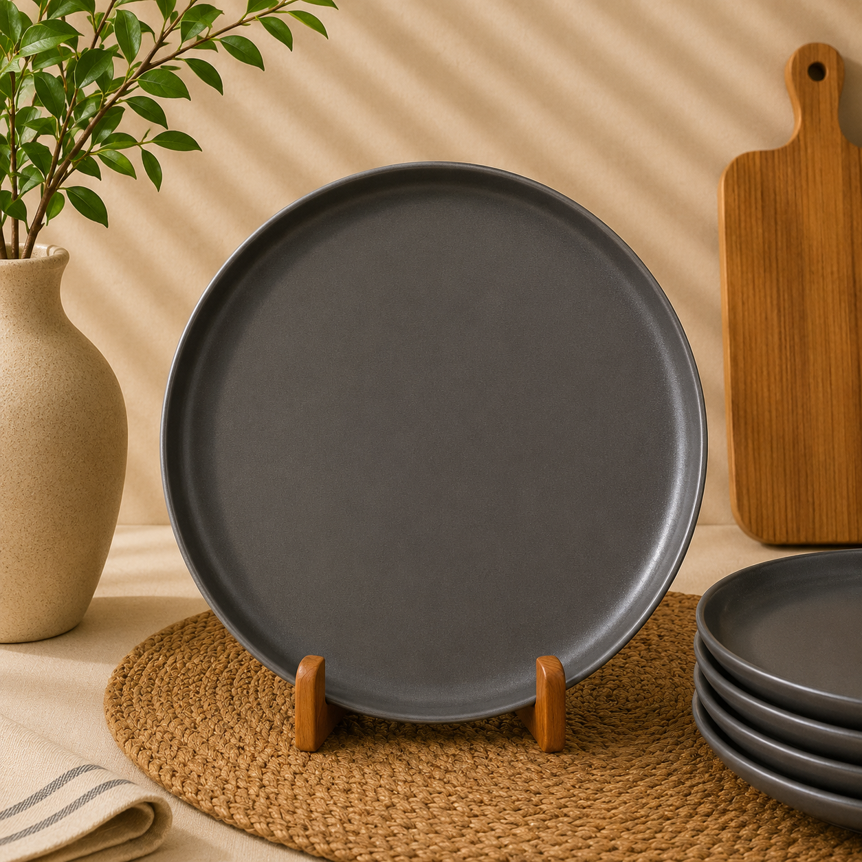 Black Ceramic Plate 10.5 inch