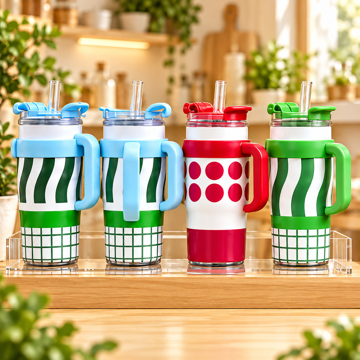 Insulated Tumbler with Handle & Straw