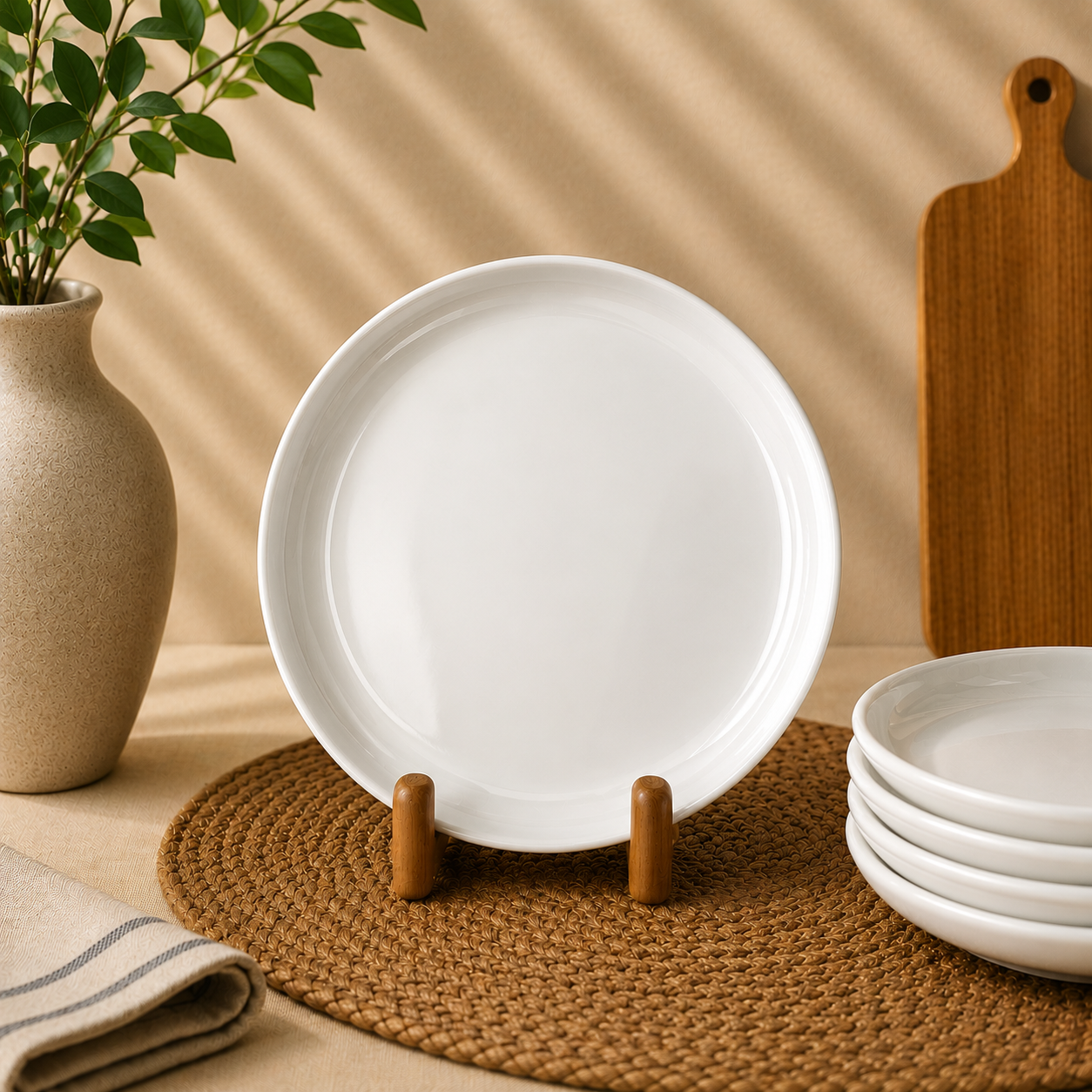 White Glossy Ceramic Plate 10.5 inch