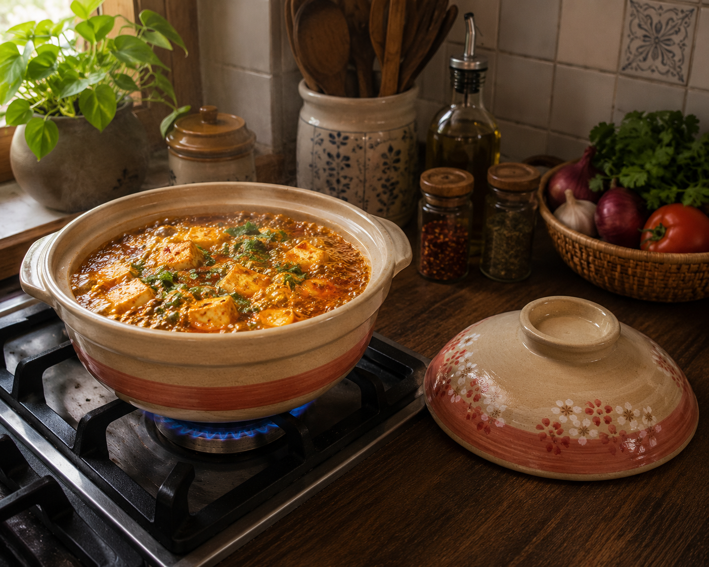 Large Traditional Clay Cooking Pot with Lid