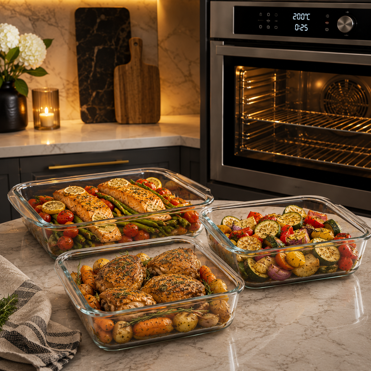 3-Piece Square Glass Baking Dish Set