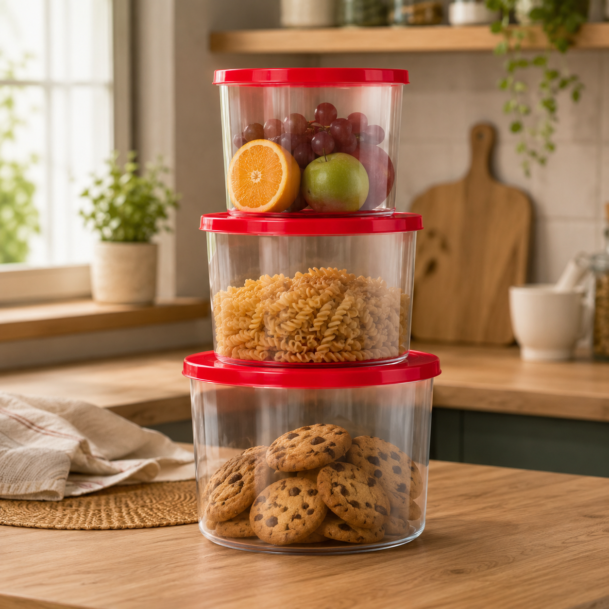 Set of 3pcs Glass Container with Airtight Lids