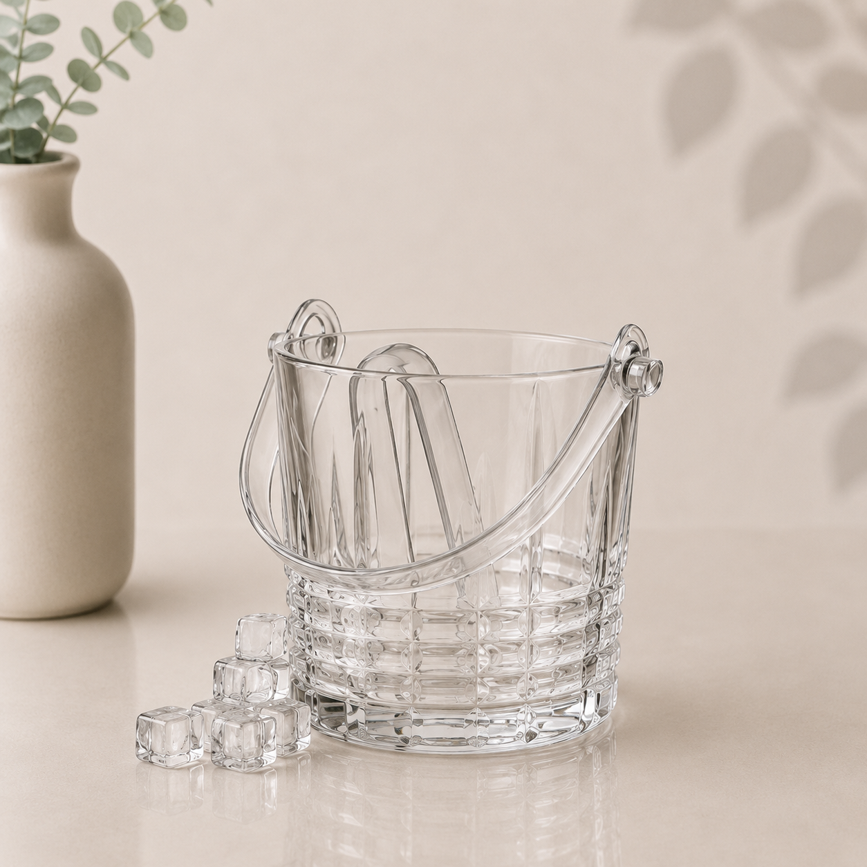 Glass Ice Bucket With Plastic Tong 300ml F15