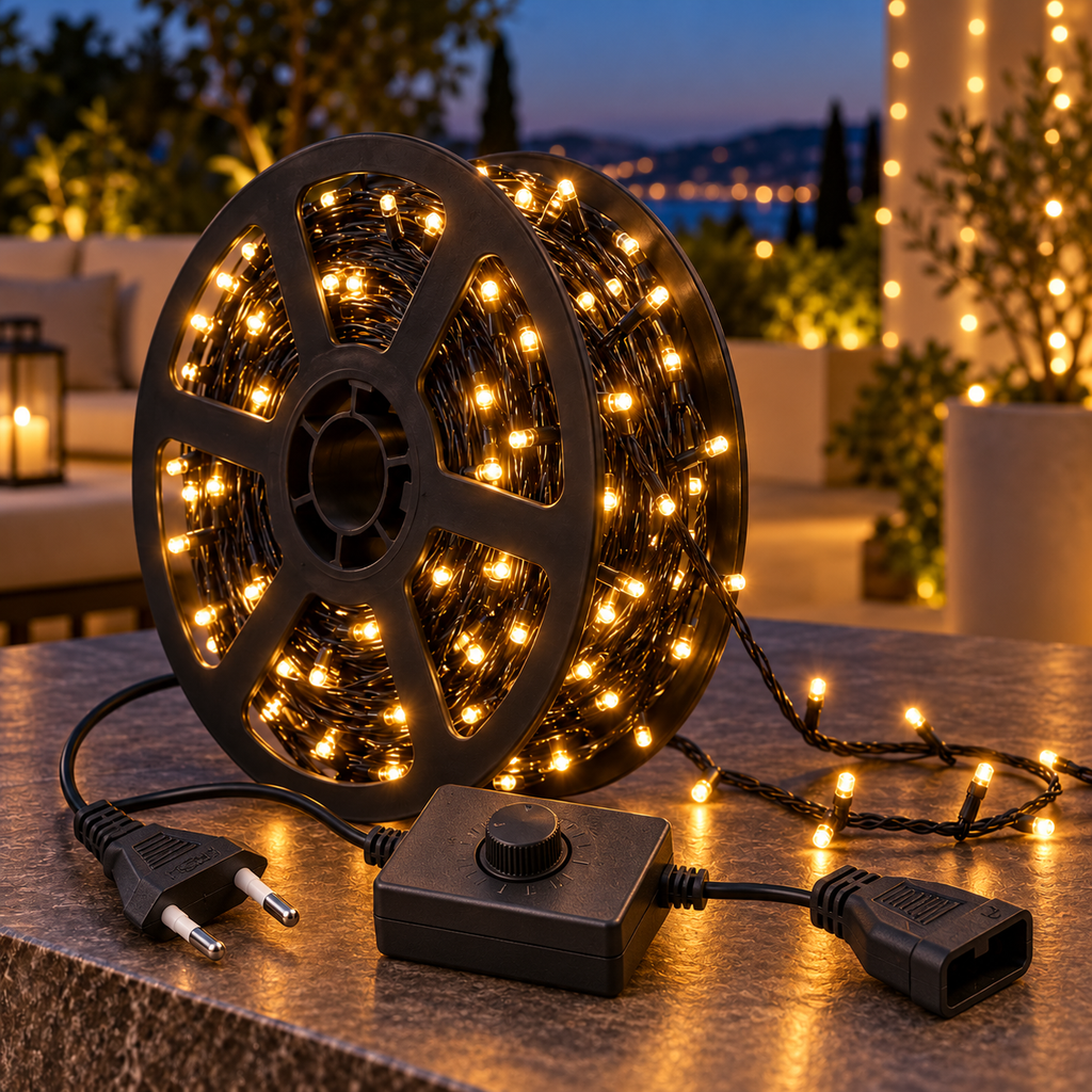 50m Led Black Wire Light with End Connector and Controller Box