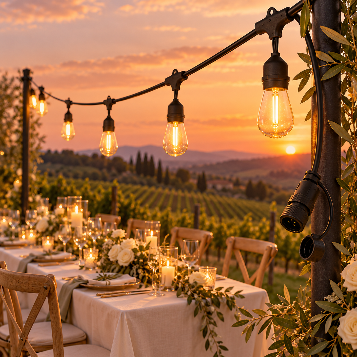 5m Festoon Outdoor String Light With End Connector