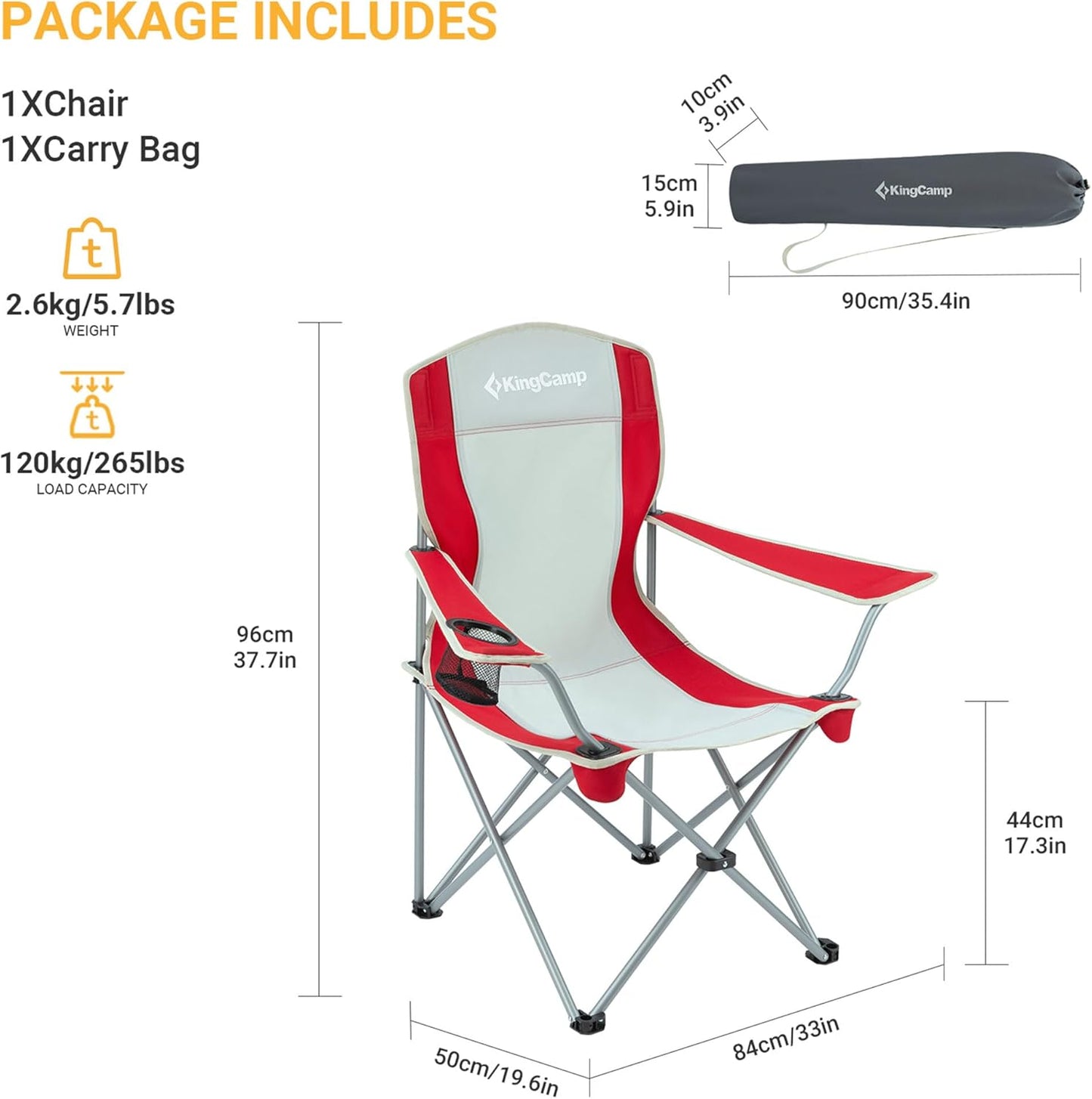 Folding Outdoor Chair with Cup Holder Heavy Duty