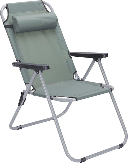 Folding Outdoor Chair Recliner + Headrest