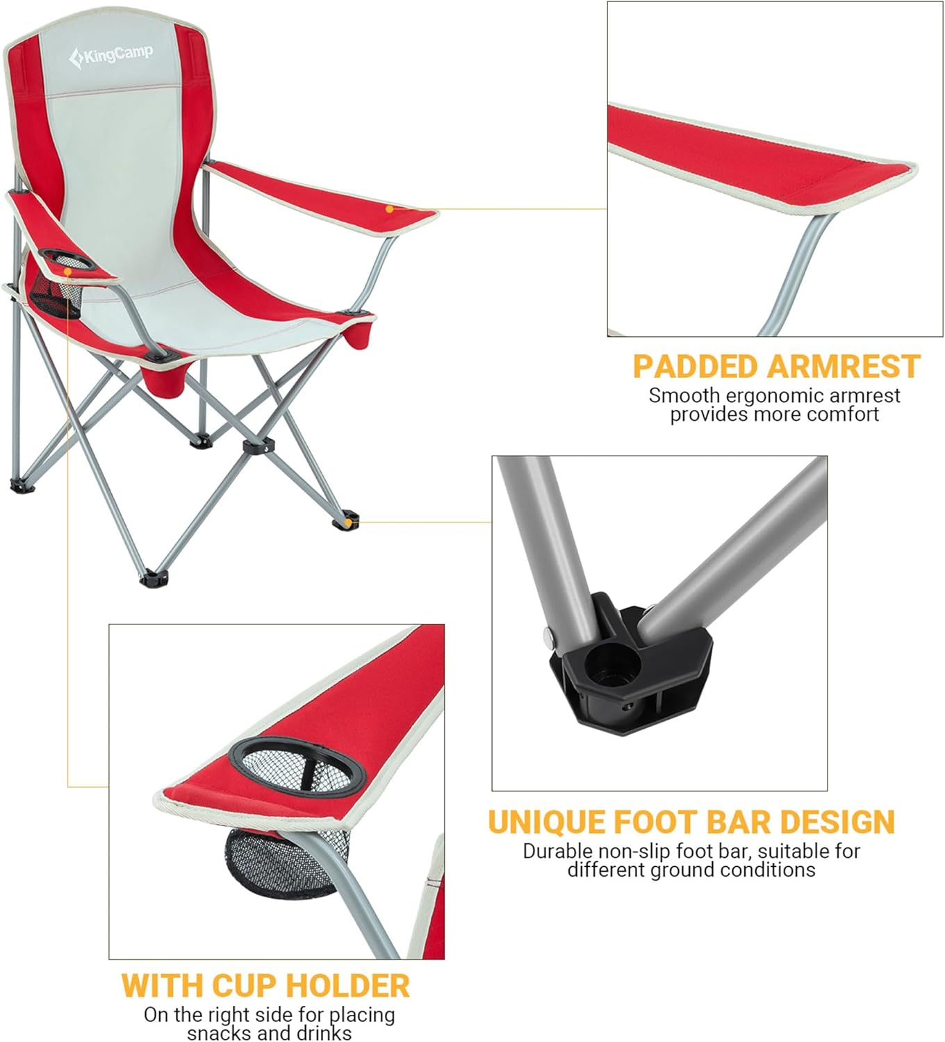 Folding Outdoor Chair with Cup Holder Heavy Duty