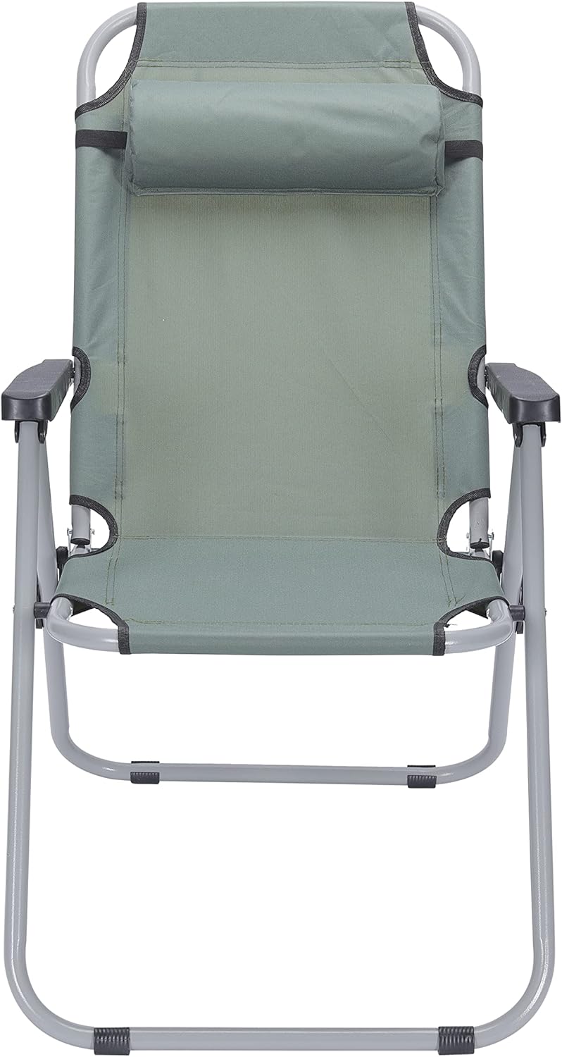 Folding Outdoor Chair Recliner + Headrest