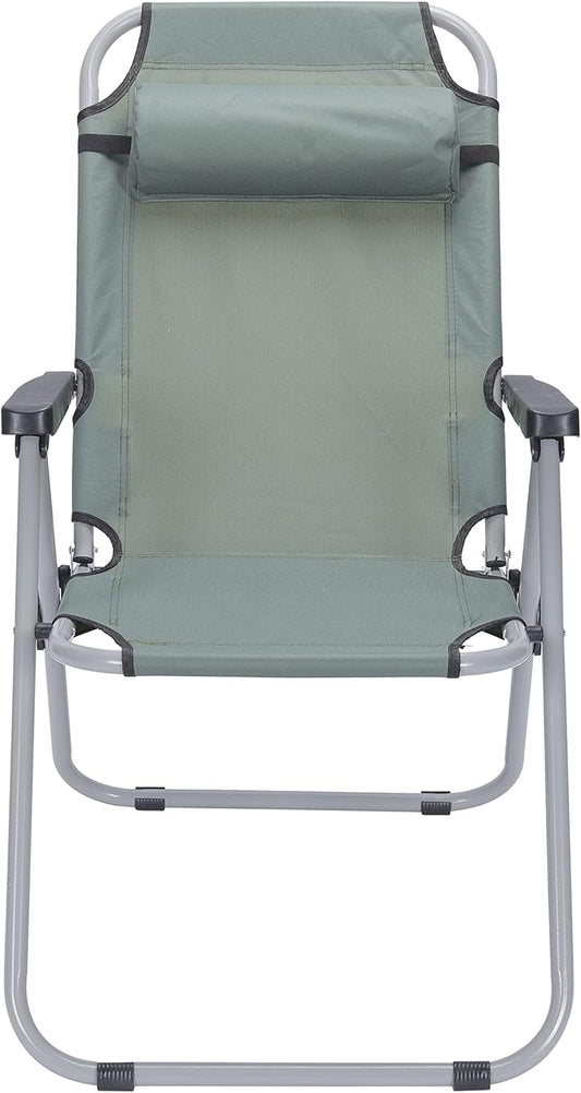 Folding Outdoor Chair Recliner + Headrest