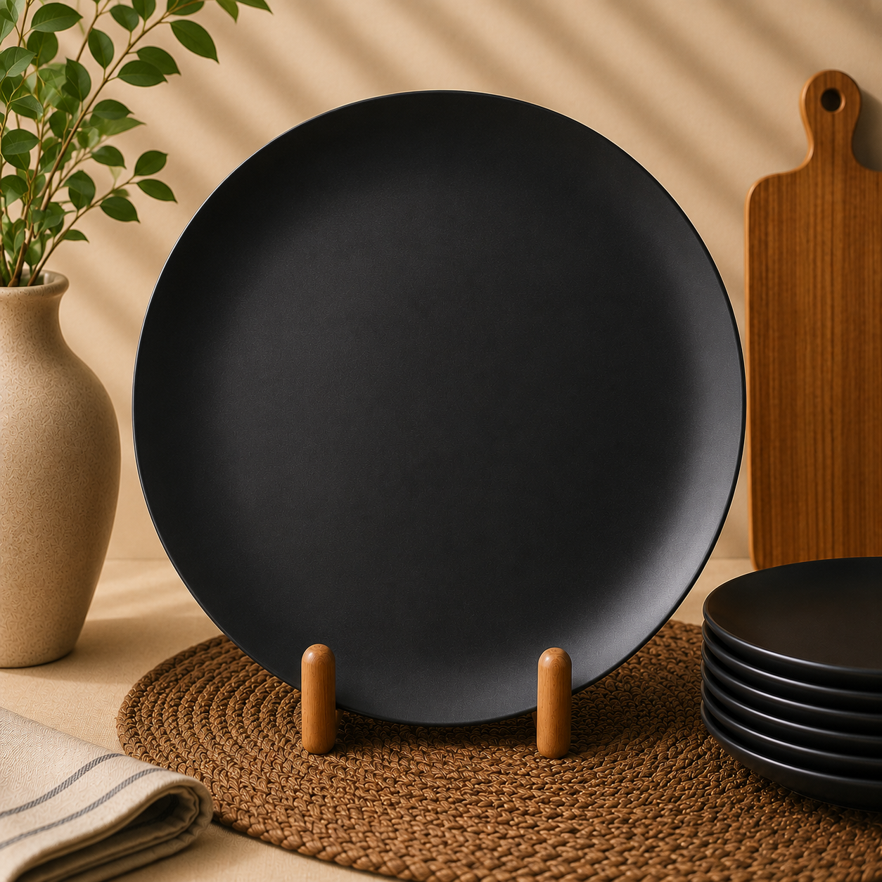Black Matte Ceramic Plate 11.5 inch