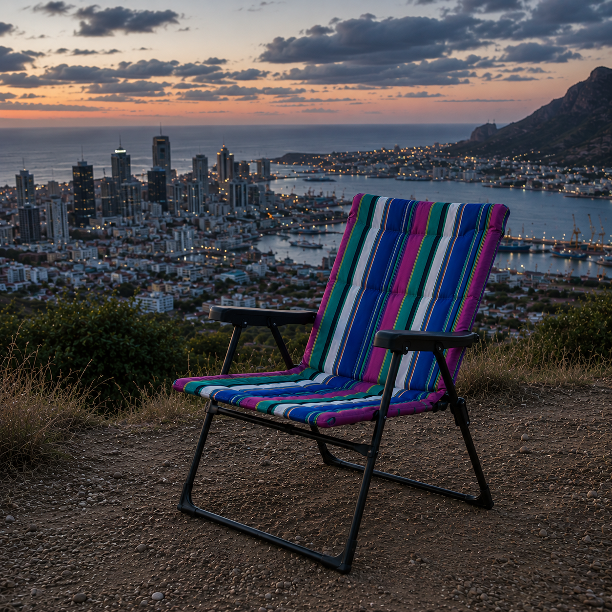 Padded Foldable Outdoor Chair with Armrests