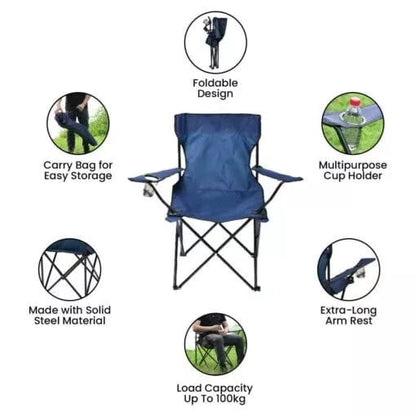 Folding Outdoor Chair With Arm Rest And Cup Holder