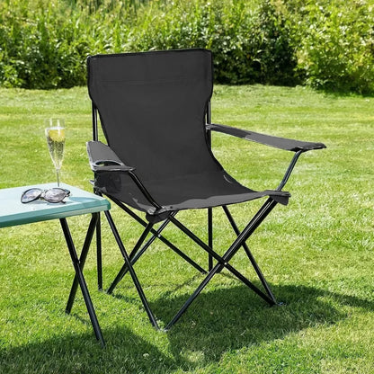 Folding Outdoor Chair With Arm Rest And Cup Holder