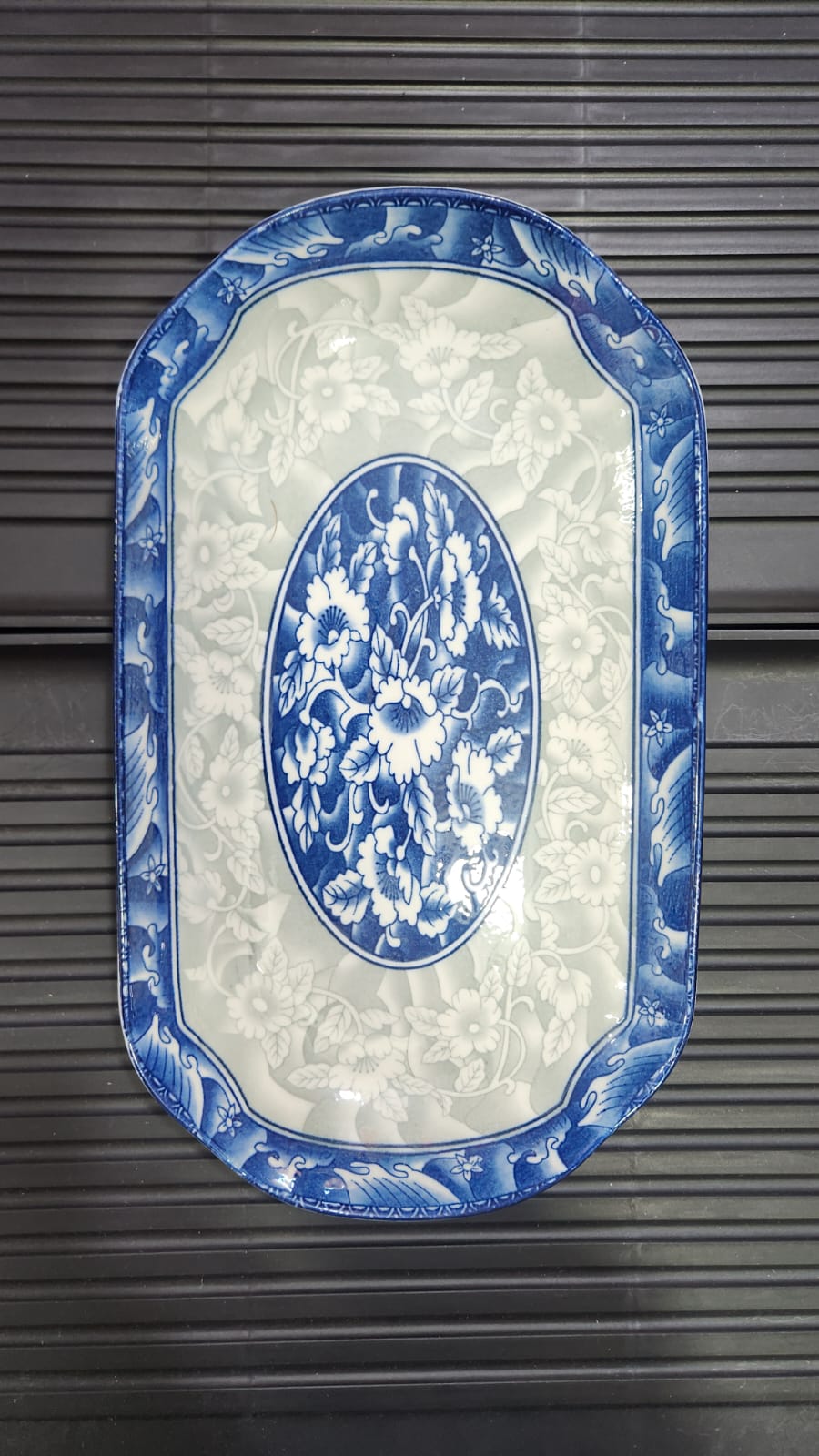 Ceramic Serving Tray Blue Print 19 x 32cm