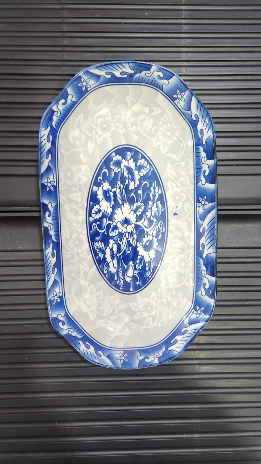 Ceramic Serving Tray Blue Print 17 x 30cm