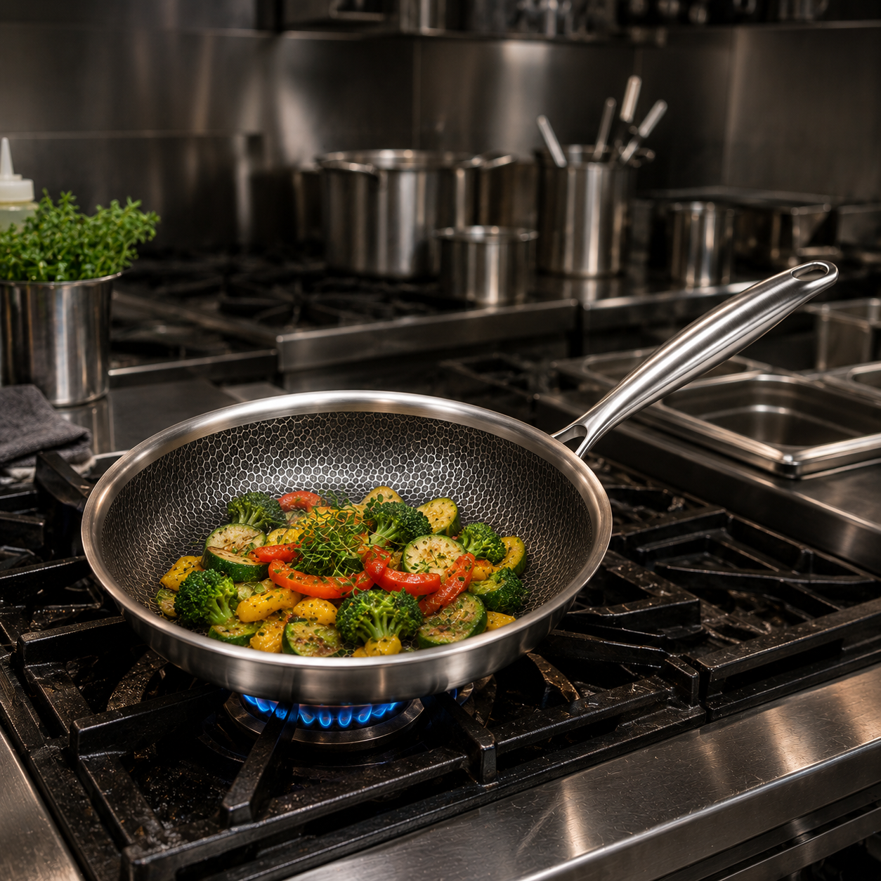 Honeycomb Stainless Steel Frying Pan