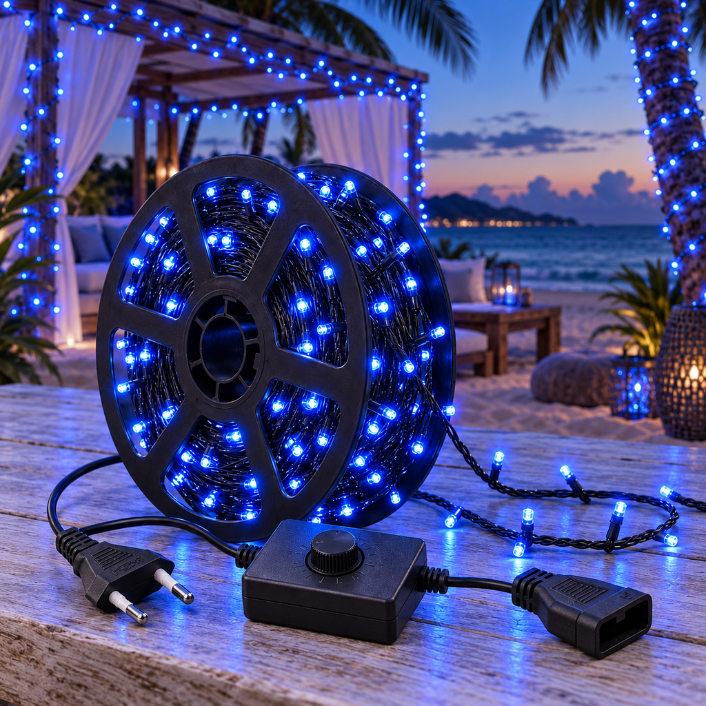 50m Led Black Wire Light with End Connector and Controller Box
