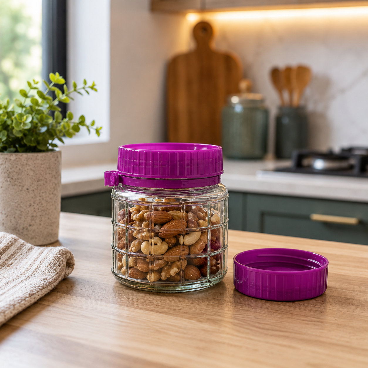 Small Glass Storage Jar with Airtight Lid
