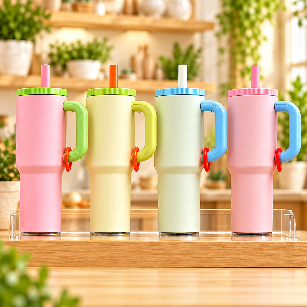 Insulated Tumbler with Handle & Straw