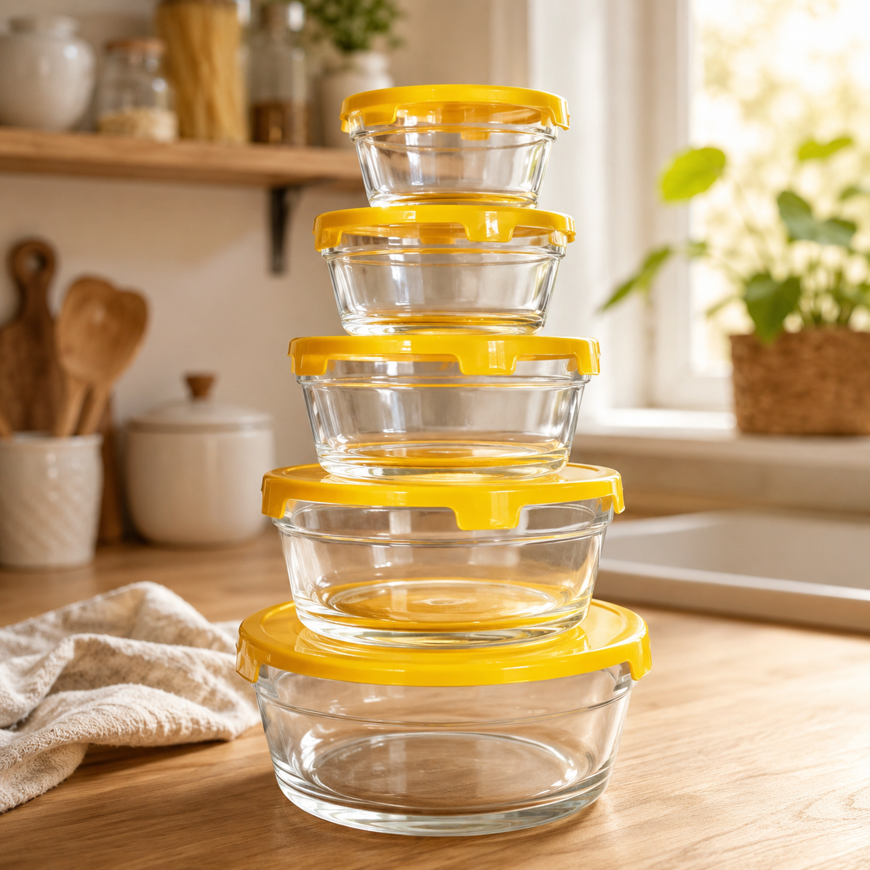 Glass Food Storage Container Set with Airtight Lids