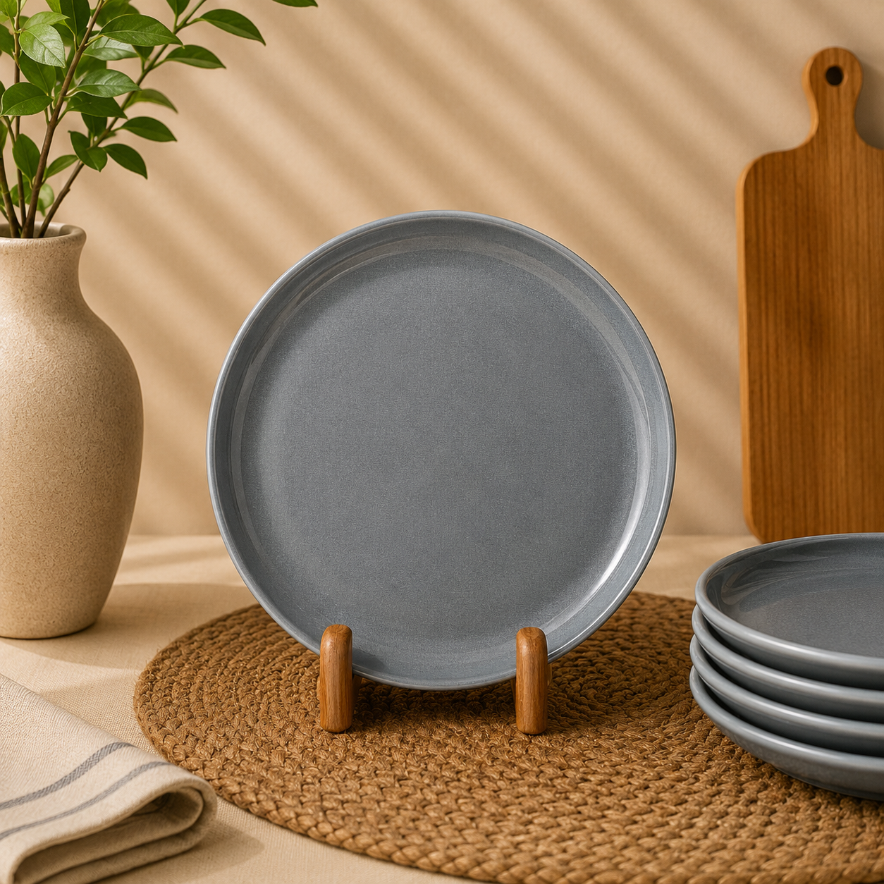 Grey Ceramic Side Plate 8 inch