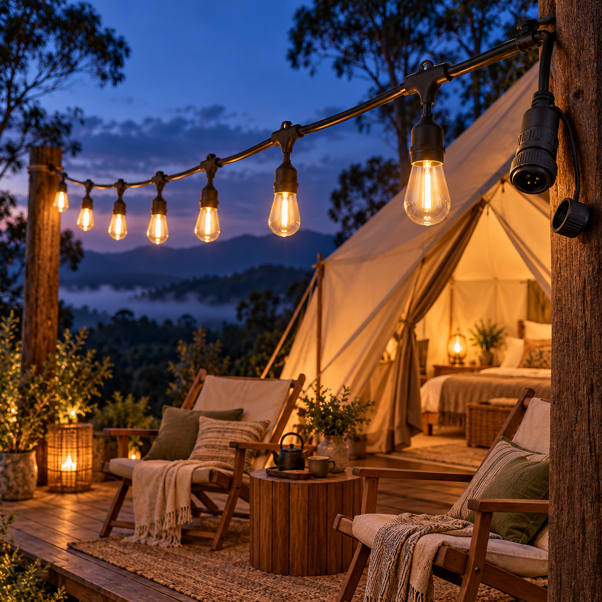 5m Festoon Outdoor String Light With End Connector