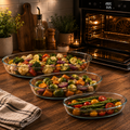 3-Piece Oval Glass Baking Dish Set