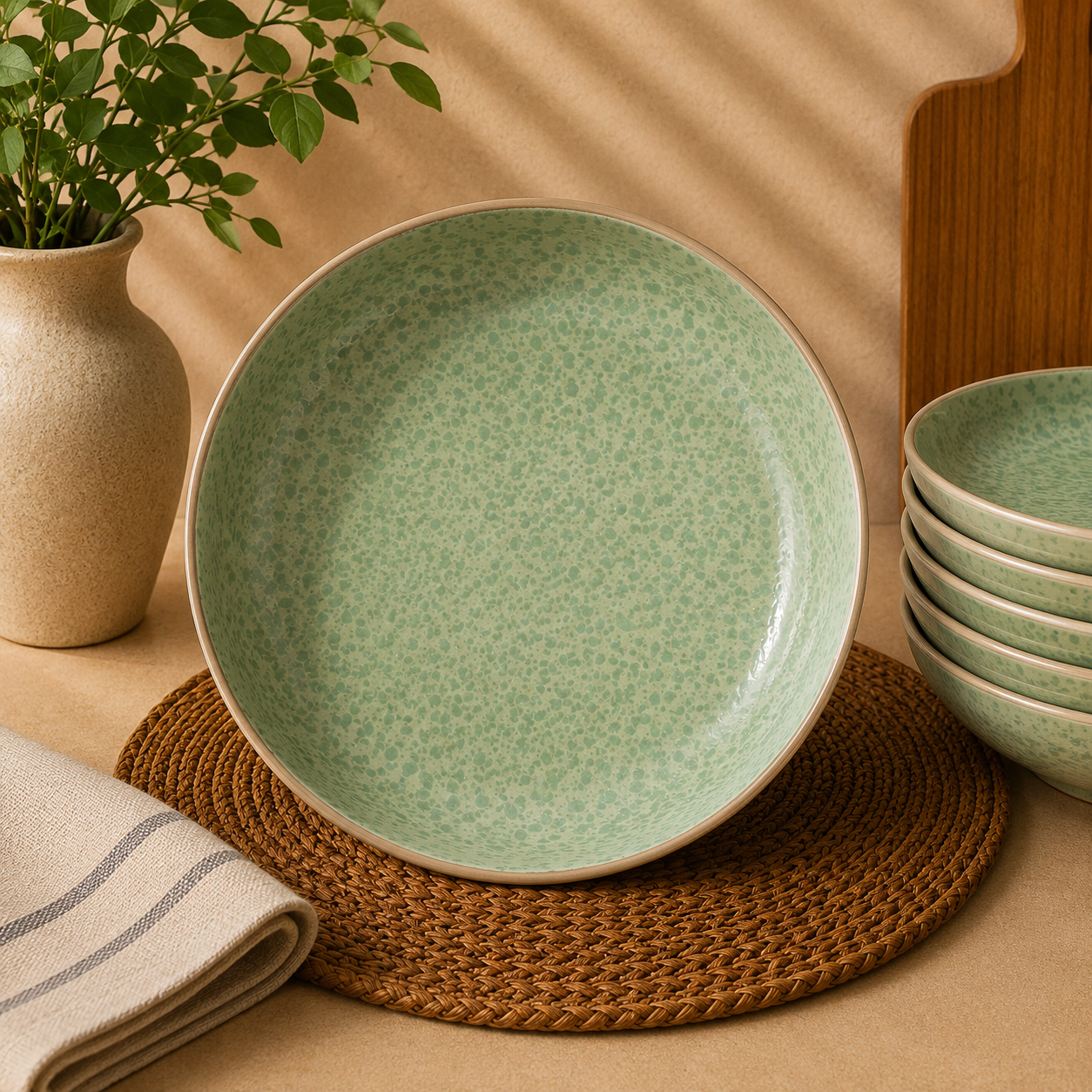 Green Ceramic Plate 8 inch A52