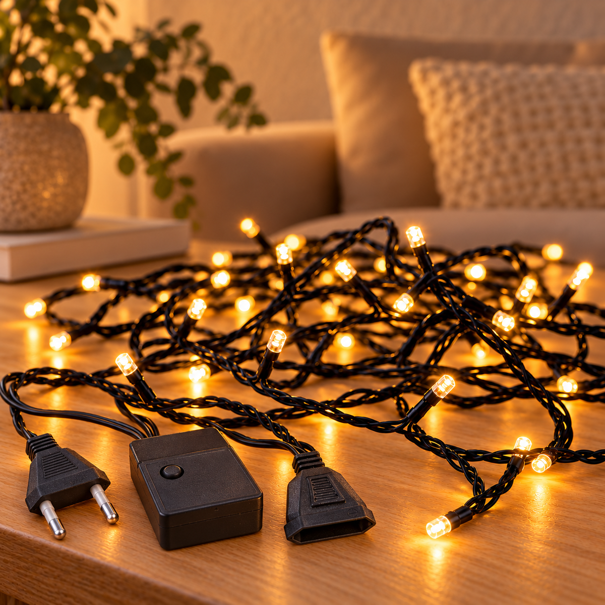 10m Led Black Wire Light with End Connector and Controller Box