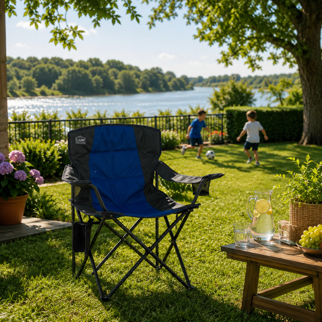Heavy-Duty Foldable Camping Chair with Cup Holders & Carry Bag