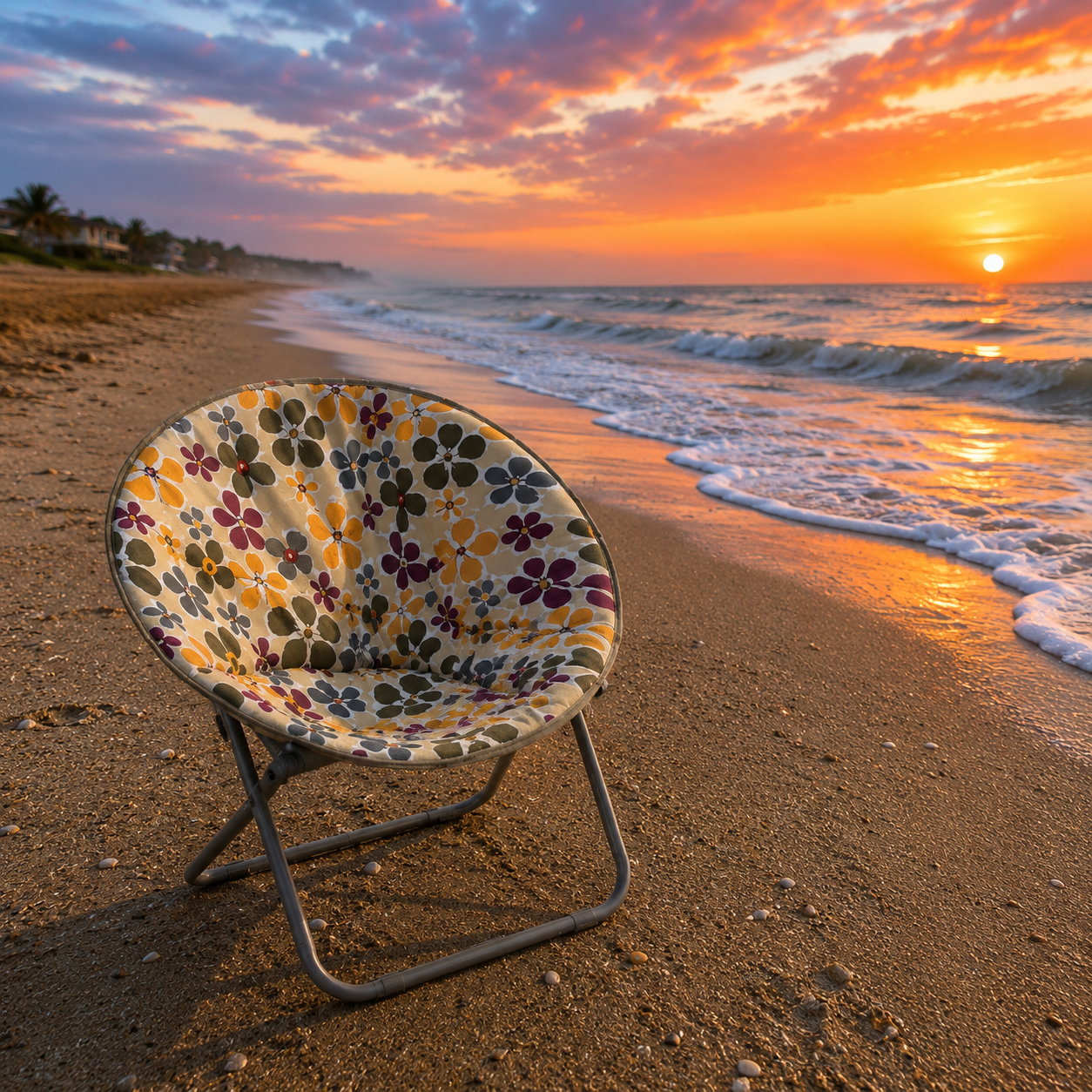 Foldable Floral Moon Chair
