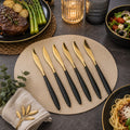 6pcs Golden Table Knife With Black Stem Cutlery